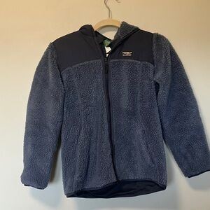 L.L. Bean Cozy Blue Grey Fleece Hooded Jacket